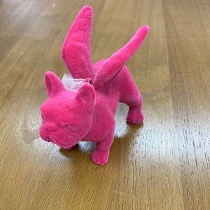 Hot pink velvet winged French bull dog ornament